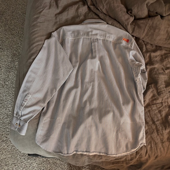 Ariat Men's FR Blue and White Striped Button Down Shirt - Picture 3 of 3